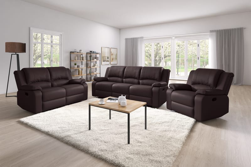 Norbo Liten Reclinersofa 2-seter Kunstskinn - Fällbar sofa - Kinosofa - Brun - Møbler - Sofaer - Reclinersofaer - 2 seters kinosofa & reclinersofa