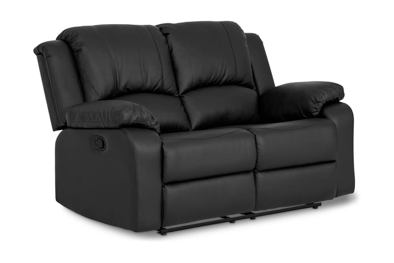 Norbo Liten Reclinersofa 2-seter Kunstskinn - Fällbar sofa - Kinosofa - Svart / Mørk - Møbler - Sofaer - Reclinersofaer - 2 seters kinosofa & reclinersofa