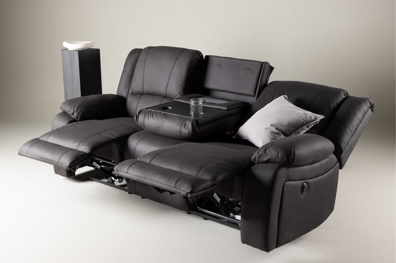 Singapore Reclinersofa 3-seters Kunstlær - Svart - Møbler - Sofaer - Reclinersofaer - 3 seters kinosofa & reclinersofa