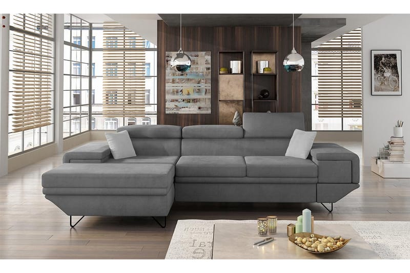 Kollekind Sofa med Divan 3-seter - Grå/Lys grå - Møbler - Sofaer - Sofa med sjeselong