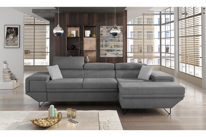 Kollekind Sofa med Divan 3-seter - Grå/Lys grå - Møbler - Sofaer - Sofa med sjeselong