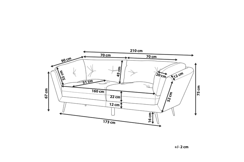 Lenvik Sofa 3-seter - Svart/Hvit - Møbler - Sofaer - Sofa 3 seter