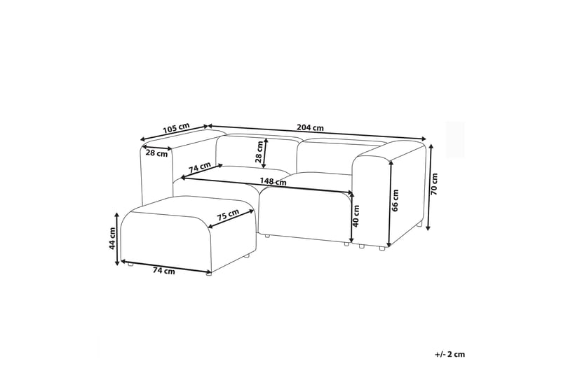 Brenden Modulsofa 2-seter - Hvit - Møbler - Sofaer - Modulsofaer - Komplett modulsofa