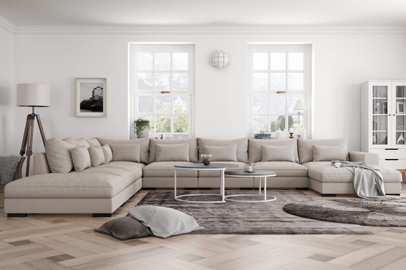 Dubai Stor U-modulsofa Byggbar med Divan Høyre - Lys / Beige - Møbler - Sofaer - Modulsofaer - Komplett modulsofa