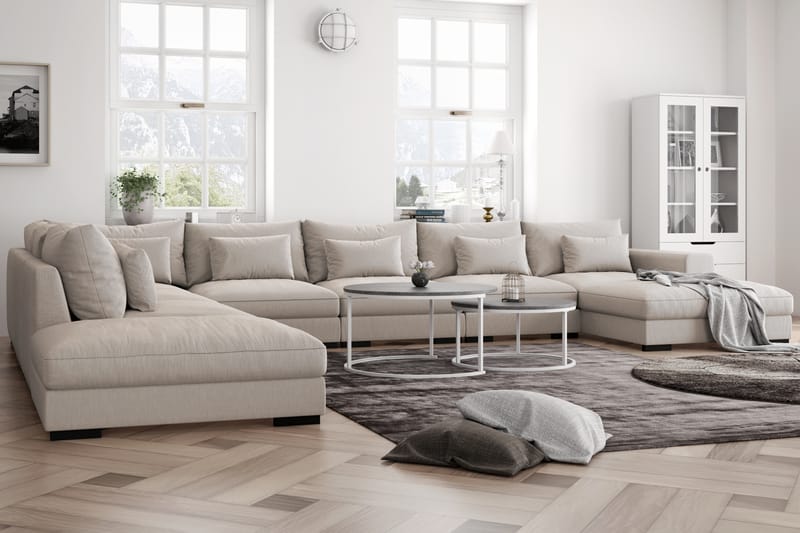 Dubai Stor U-modulsofa Byggbar med Divan Høyre - Lys / Beige - Møbler - Sofaer - Modulsofaer - Komplett modulsofa