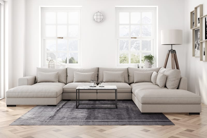 Dubai Stor U-modulsofa med Divan Venstre 432 cm - Beige - Møbler - Sofaer - Modulsofaer - Komplett modulsofa