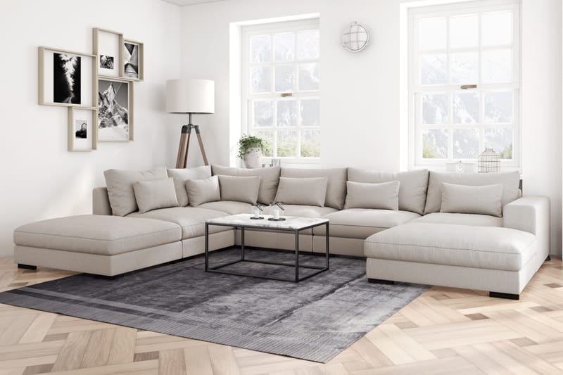 Dubai Stor U-modulsofa med Sjeselong Høyre 432 cm - Beige - Møbler - Sofaer - Modulsofaer - Komplett modulsofa