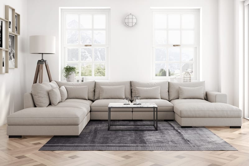 Dubai Stor U-modulsofa med Sjeselong Høyre 432 cm - Beige - Møbler - Sofaer - Modulsofaer - Komplett modulsofa