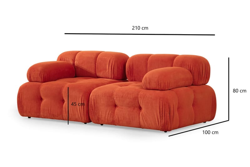 Reverto Modulsofa 2-seter - Rød Manchester - Møbler - Sofaer - Modulsofaer - Komplett modulsofa