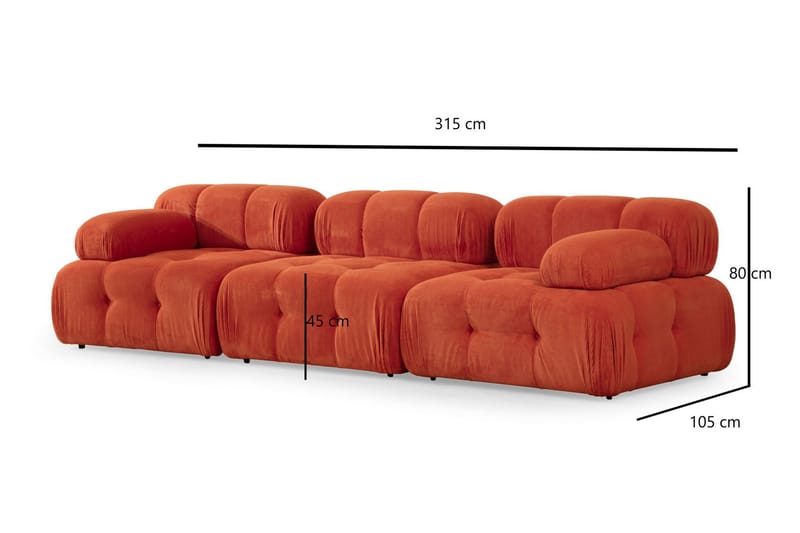 Reverto Modulsofa 3-seter - Rød - Møbler - Sofaer - Modulsofaer - Komplett modulsofa