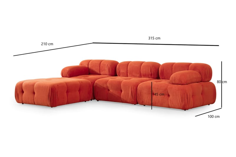 Reverto Modulsofa 3-seter - Rød - Møbler - Sofaer - Modulsofaer - Komplett modulsofa