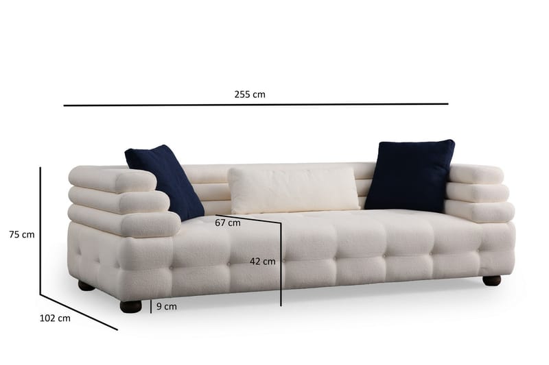 Namarta 3-seters Sofa - Hvit - Møbler - Sofaer - Sofa 3 seter