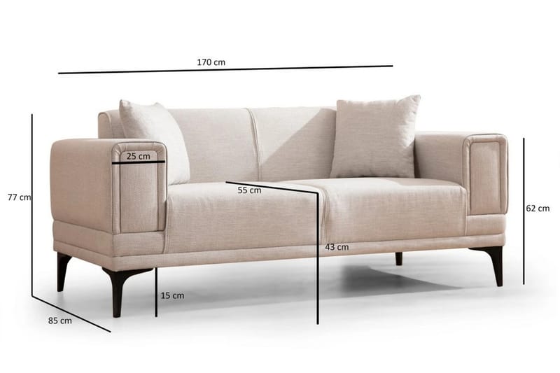 Naoko 3-seter Sofa - Beige - Møbler - Sofaer - 2 seter sofa