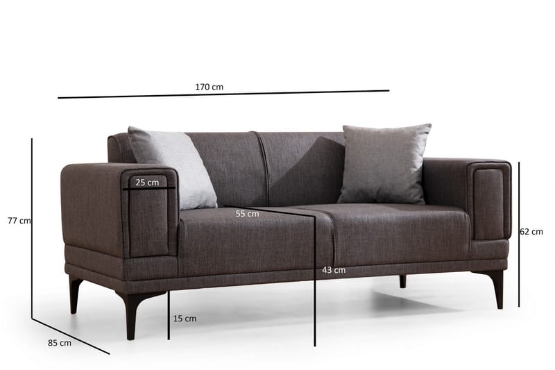 Naoko 3-seter Sofa - Mørkegrå - Møbler - Sofaer - 2 seter sofa