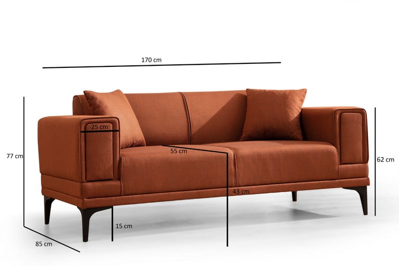 Naoko 3-seter Sofa - Rød - Møbler - Sofaer - 2 seter sofa