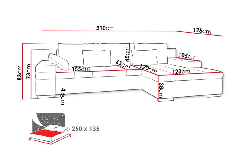 Naoma Sofa med Sjeselong 3-seter - Brun - Møbler - Sofaer - Sofa med sjeselong