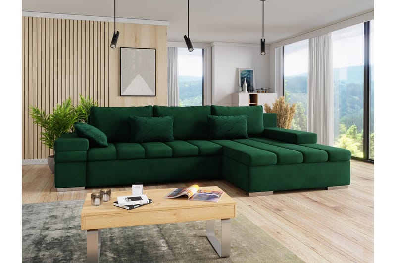 Naoma Sofa med Sjeselong 3-seter - Grønn - Møbler - Sofaer - Sofa med sjeselong