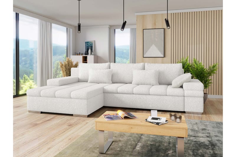 Naoma Sofa med Sjeselong 3-seter - Hvit - Møbler - Sofaer - Sofa med sjeselong