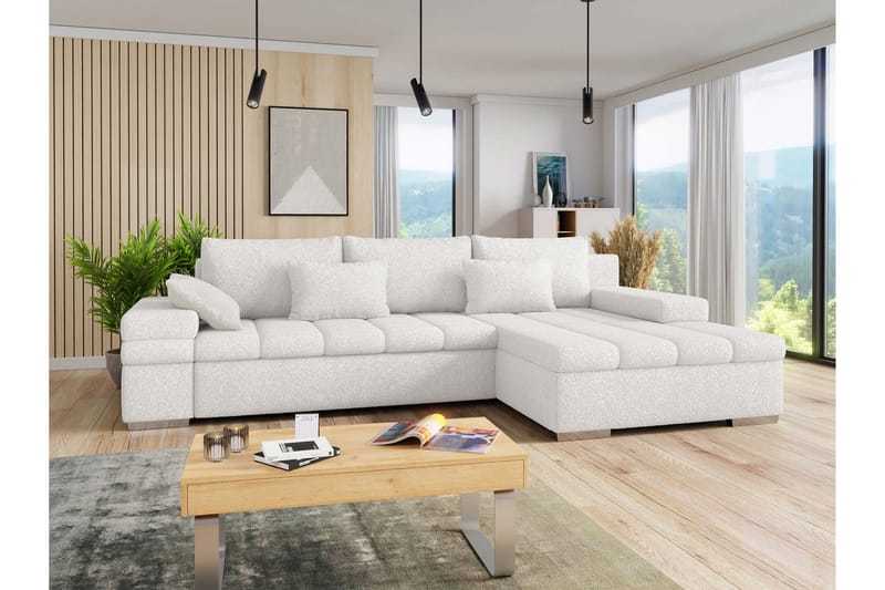 Naoma Sofa med Sjeselong 3-seter - Hvit - Møbler - Sofaer - Sofa med sjeselong