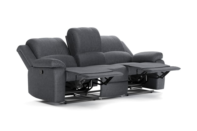 Norbo Reclinersofa - Fällbar sofa 3-seter - Kinosofa i stoff - Mørkegrå - Møbler - Sofaer - Sofa 3 seter