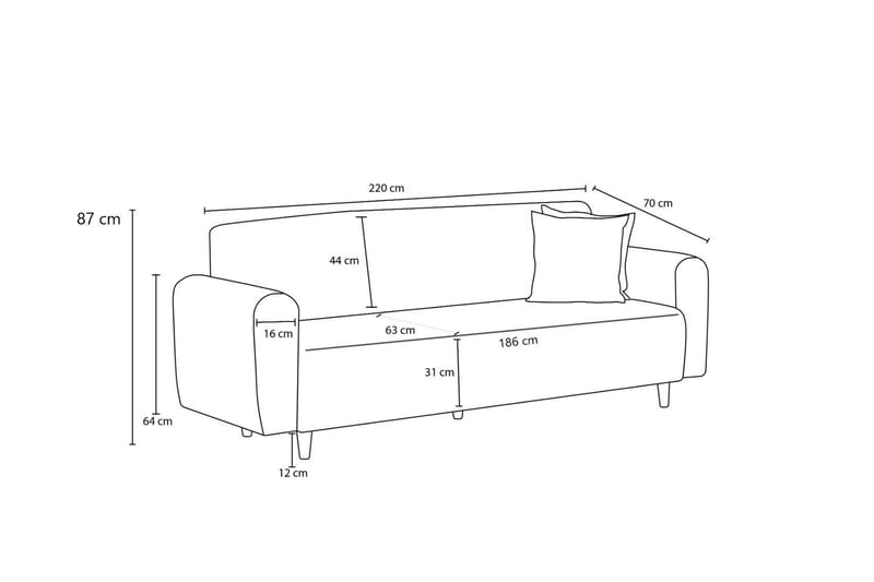 Noya 3-seters Sofa - Antrasitt - Møbler - Sofaer - Sofa 3 seter