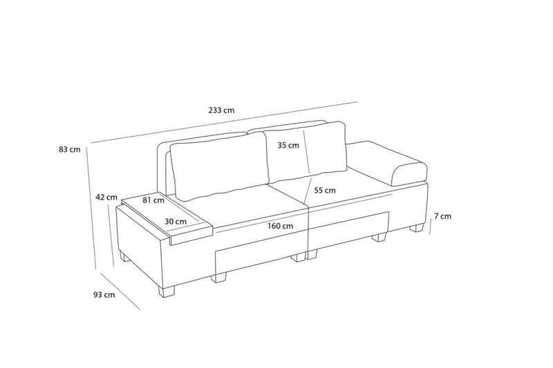 Perenna 3-seters Sovesofa - Antrasitt - Møbler - Sofaer - Sovesofaer