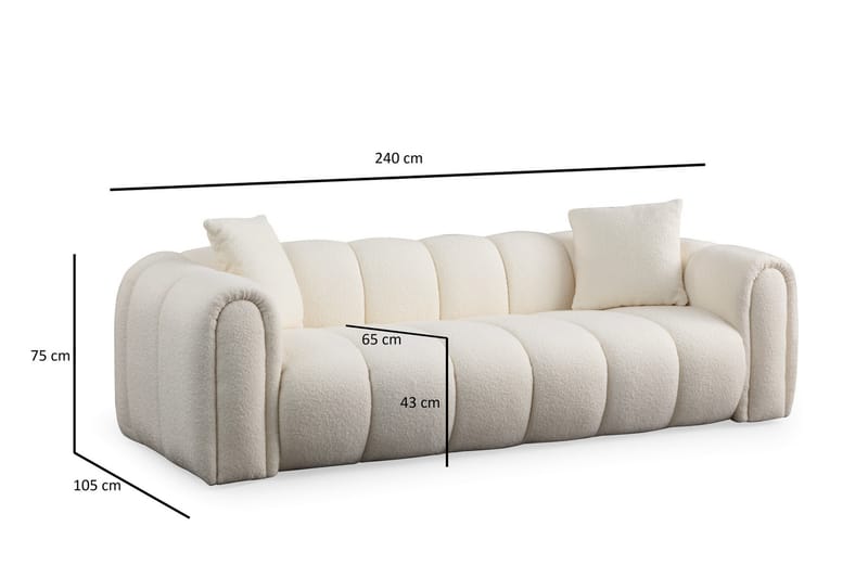 Puffin 3-seters Sofa - Hvit - Møbler - Sofaer - Sofa 3 seter