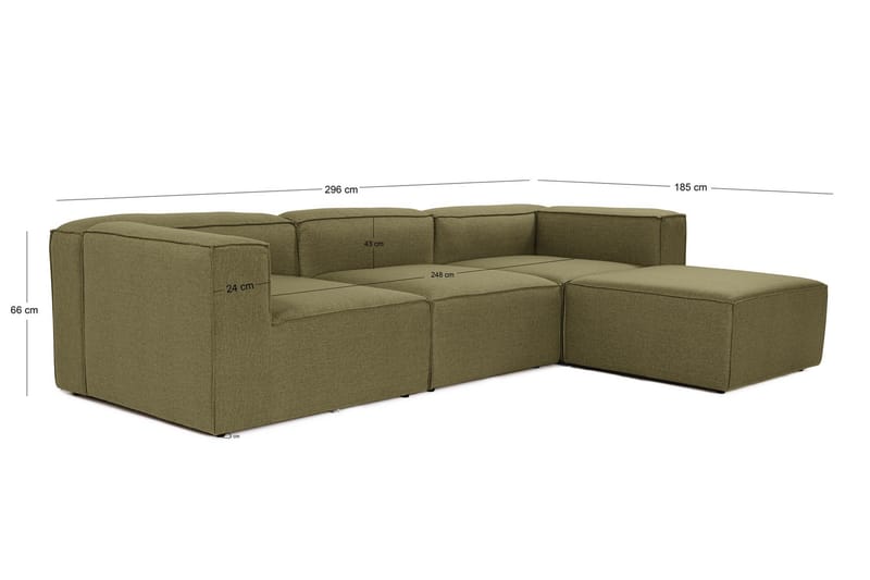 Redlands Sofa med Sjeselong 3-seter - Grønn - Møbler - Sofaer - Sofa med sjeselong