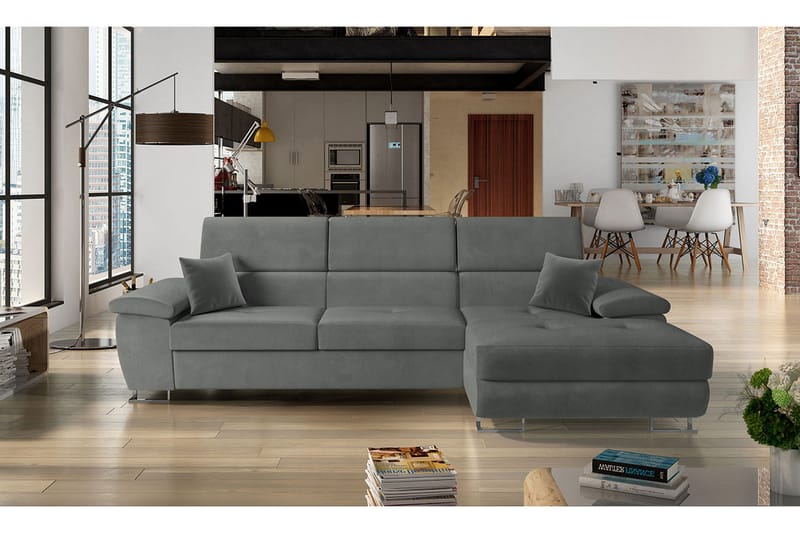 Reginia Sofa med Divan 3-seter - Grå - Møbler - Sofaer - Sofa med sjeselong