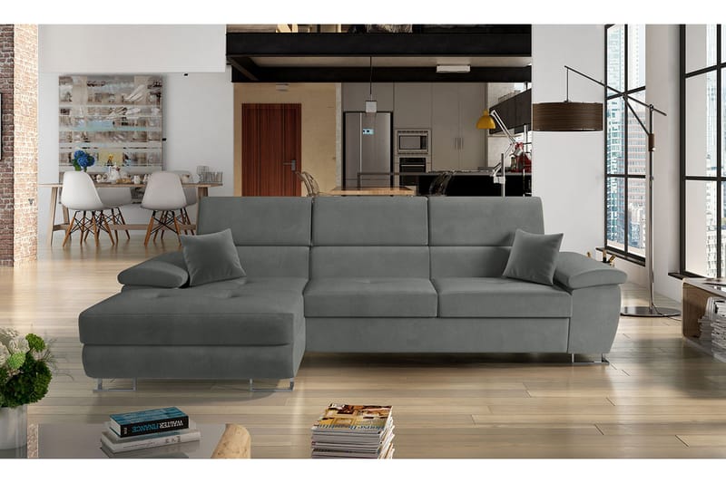 Reginia Sofa med Divan 3-seter - Grå - Møbler - Sofaer - Sofa med sjeselong