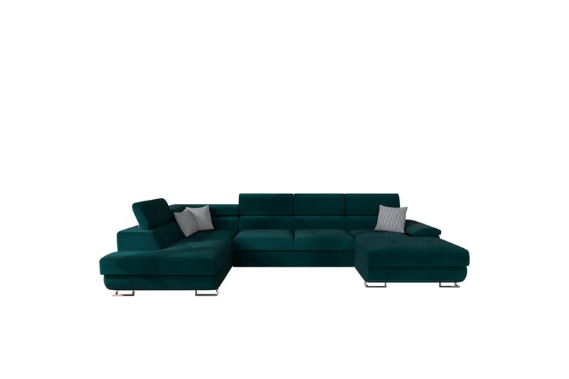 Reginia Sofa med Divan og Sjeselong 4-seter - Grønn - Møbler - Sofaer - U-sofa