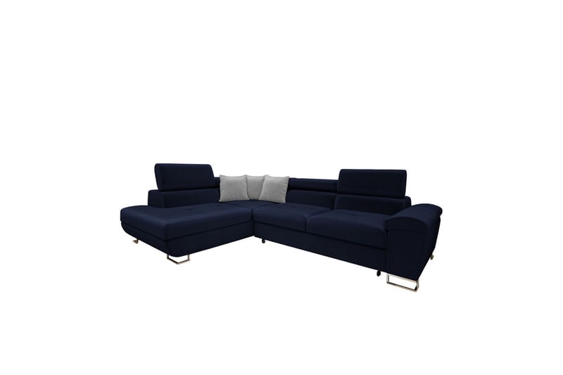 Reginia Sofa med Sjeselong 3-seter - Blå/Lys grå - Møbler - Sofaer - Sofa med sjeselong