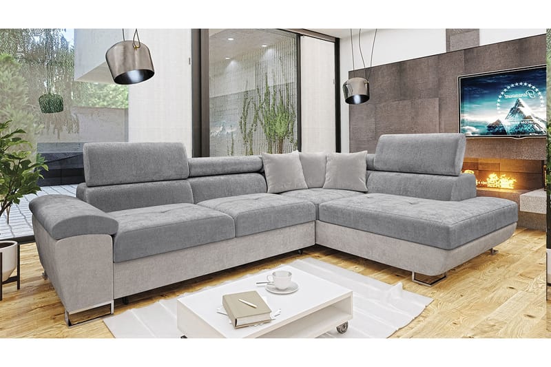 Reginia Sofa med Sjeselong 3-seter - Lys grå/Grå - Møbler - Sofaer - Sofa med sjeselong