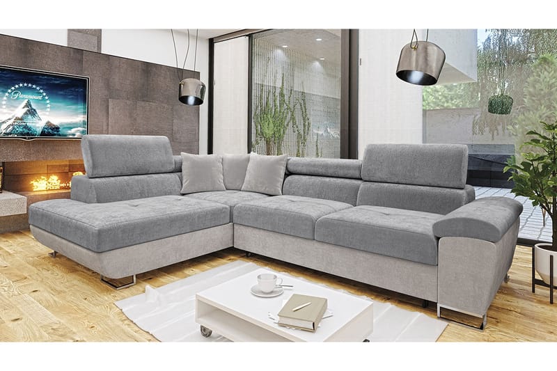 Reginia Sofa med Sjeselong 3-seter - Lys grå/Grå - Møbler - Sofaer - Sofa med sjeselong