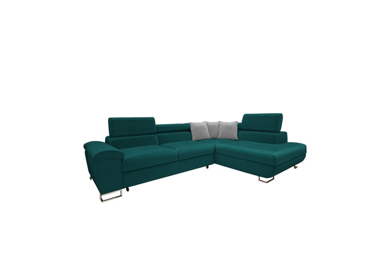 Reginia Sofa med Sjeselong 3-seter - Turkis/Lys grå - Møbler - Sofaer - Sofa med sjeselong