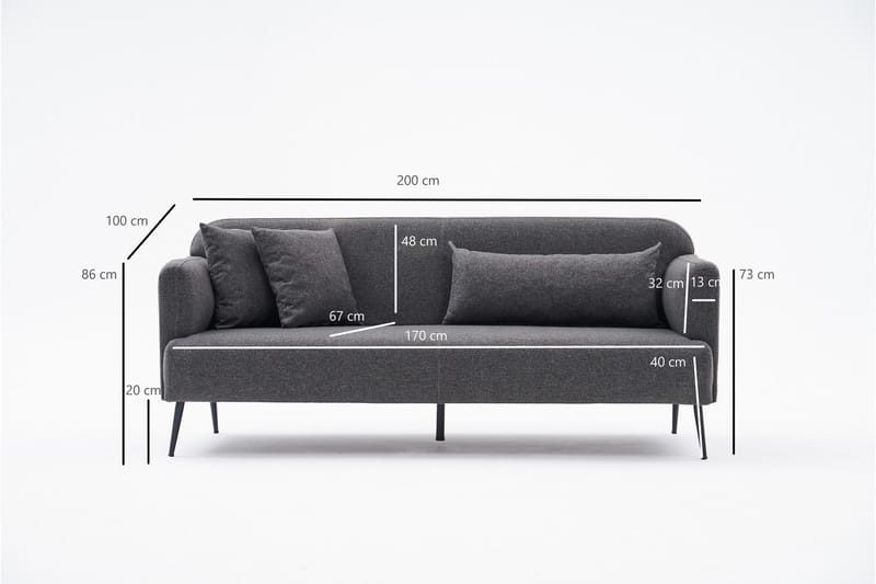 Revos 3-seters Sofa - Antrasitt - Møbler - Sofaer - Sofa 3 seter