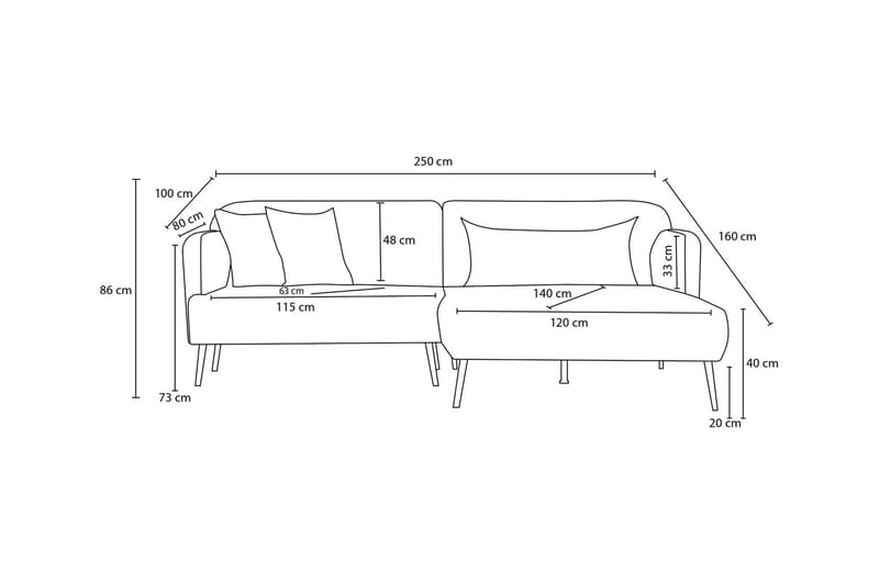 Revos 4-seters Sofa med Divan - Antrasitt - Møbler - Sofaer - Sofa med sjeselong