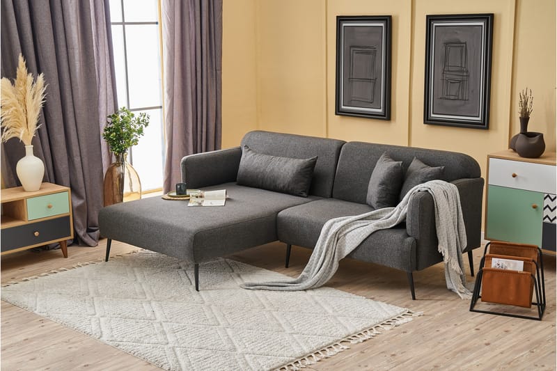 Revos 4-seters Sofa med Divan - Antrasitt - Møbler - Sofaer - Sofa med sjeselong