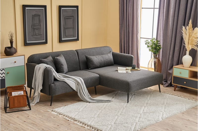 Revos 4-seters Sofa med Divan - Antrasitt - Møbler - Sofaer - Sofa med sjeselong