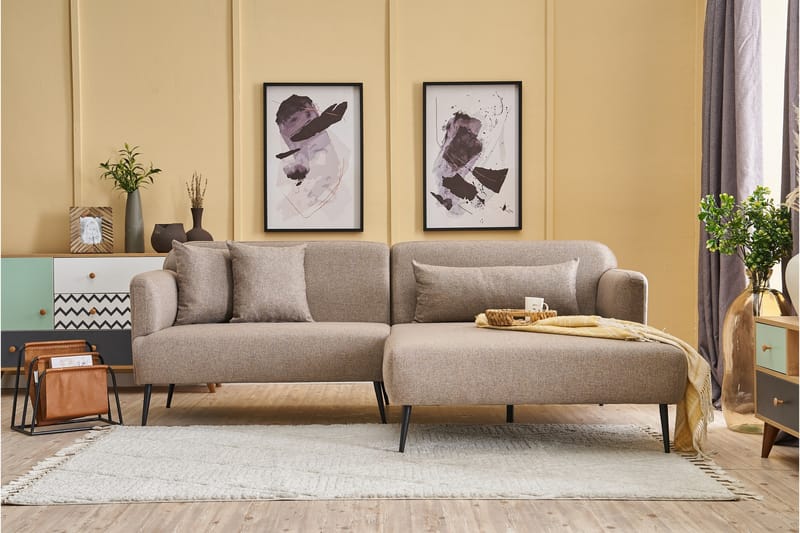 Revos 4-seters Sofa med Divan - Brun - Møbler - Sofaer - Sofa med sjeselong