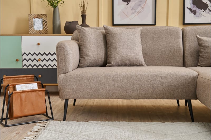 Revos 4-seters Sofa med Divan - Brun - Møbler - Sofaer - Sofa med sjeselong