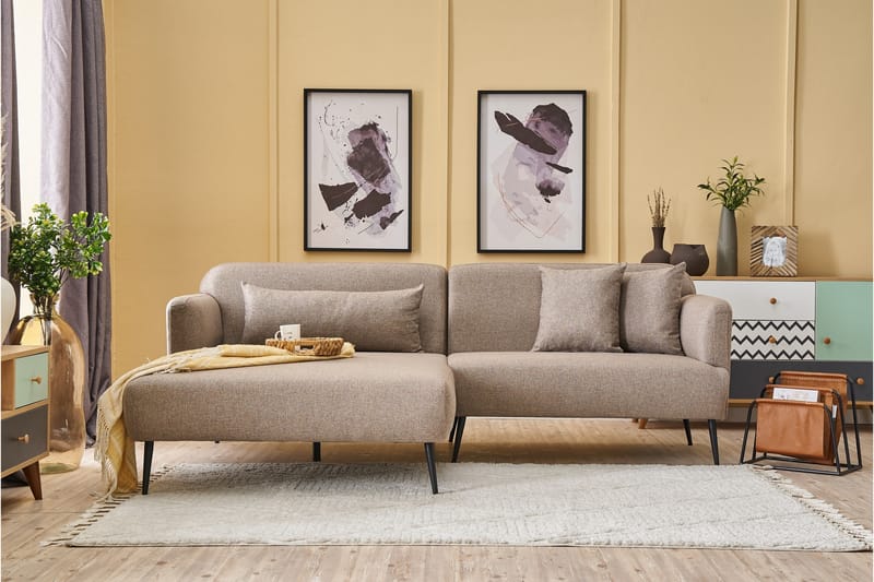 Revos 4-seters Sofa med Divan - Brun - Møbler - Sofaer - Sofa med sjeselong