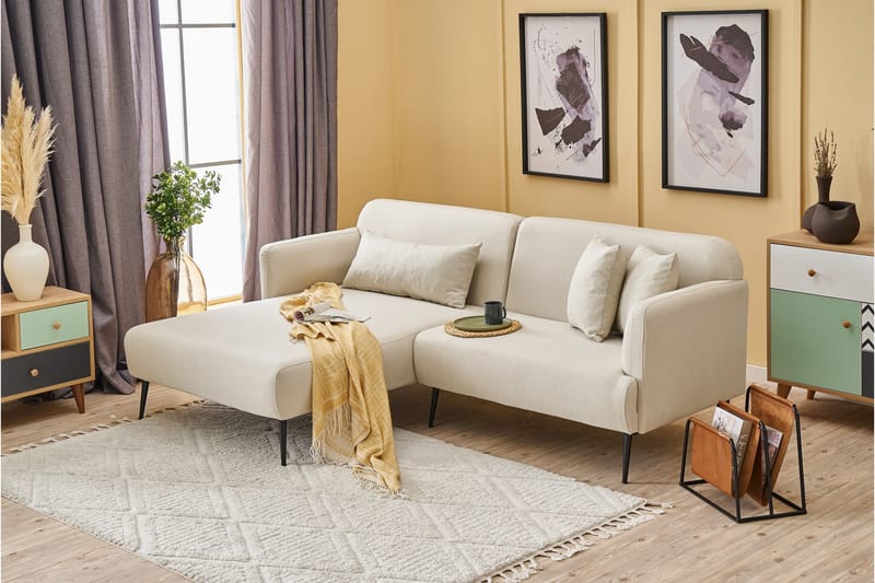 Revos 4-seters Sofa med Divan - Krem - Møbler - Sofaer - Sofa med sjeselong