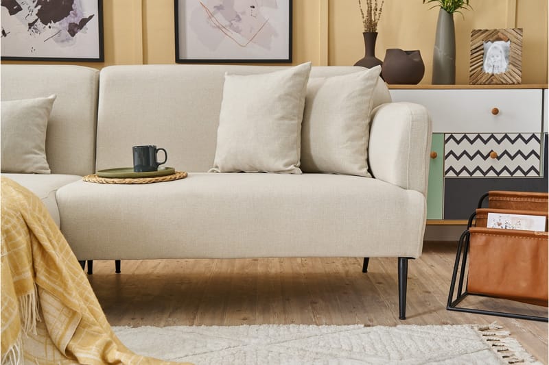 Revos 4-seters Sofa med Divan - Krem - Møbler - Sofaer - Sofa med sjeselong