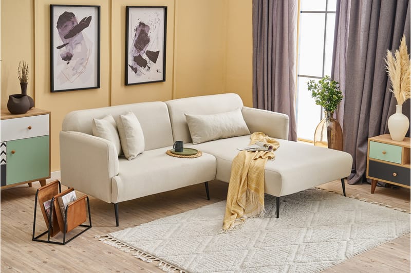 Revos 4-seters Sofa med Divan - Krem - Møbler - Sofaer - Sofa med sjeselong