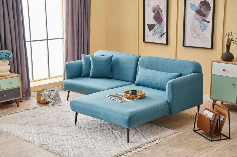 Revos 4-seters Sofa med Divan - Turkis - Møbler - Sofaer - Sofa med sjeselong