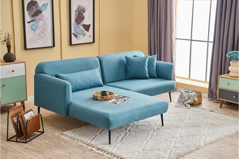 Revos 4-seters Sofa med Divan - Turkis - Møbler - Sofaer - Sofa med sjeselong