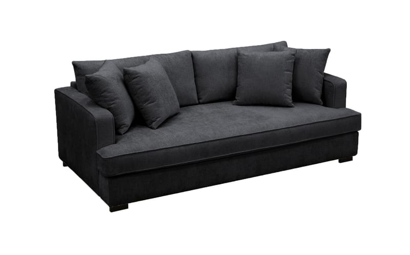 Rossi Dybde 3-seter Fløyelssofa Hel pute - Svart / Mørkegrå - Møbler - Sofaer - Sofa 3 seter