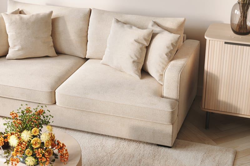 Rossi Dybde 3-seter Fløyelssofa Hel pute - Lys Beige - Møbler - Sofaer - Sofa 3 seter