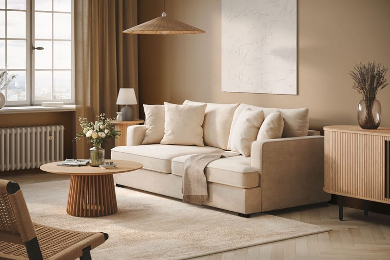 Rossi Dybde 3-seter Fløyelssofa - Lys Beige - Møbler - Sofaer - Sofa 3 seter